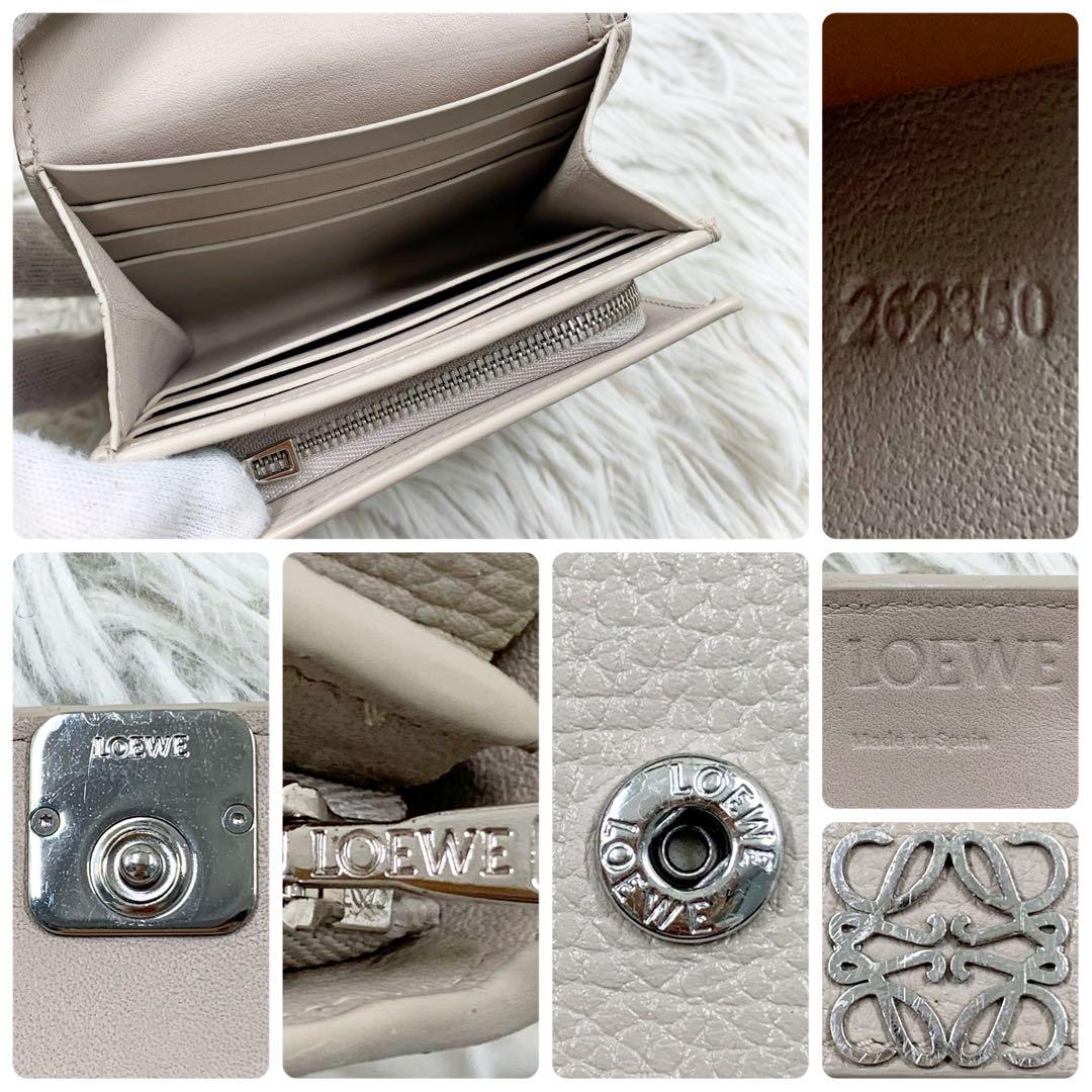 【✨極美品 現行✨】ロエベ アナグラム コンパクトフラップウォレット ベージュ