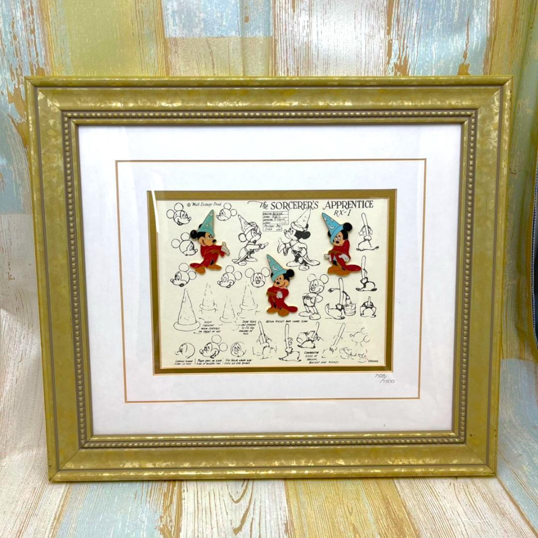 限定品★ミッキーマウス 魔法使いの弟子 ファンタジア モデルシート 絵画 額縁 限定品☆ミッキーマウス 魔法使いの弟子 ファンタジア モデルシート