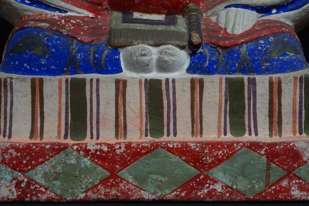 明治期 大型三次人形 天神（菅原道真）置物 光人形 粘土製歴史資料★重さ2.3㎏