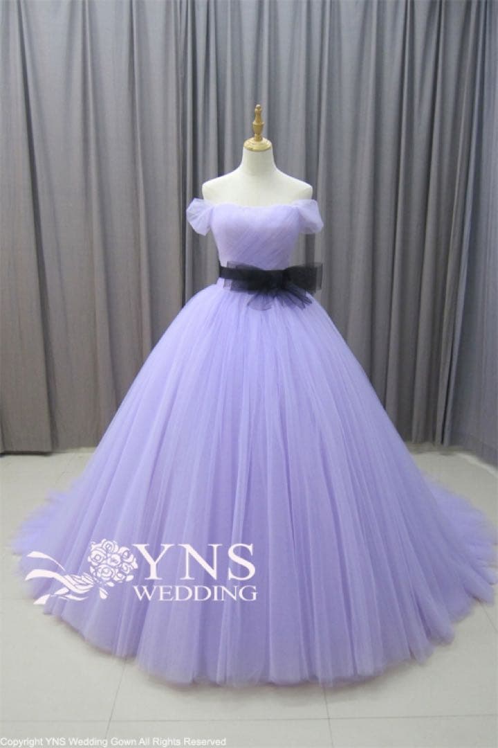 に*ん様 ラベンダーオフショルダーチュールドレス