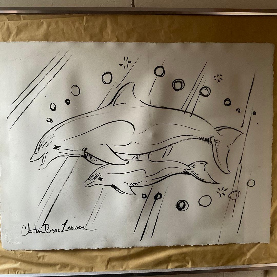 ラッセン 毛筆スケッチ(オリジナル原画)ドローイング 直筆サイン有