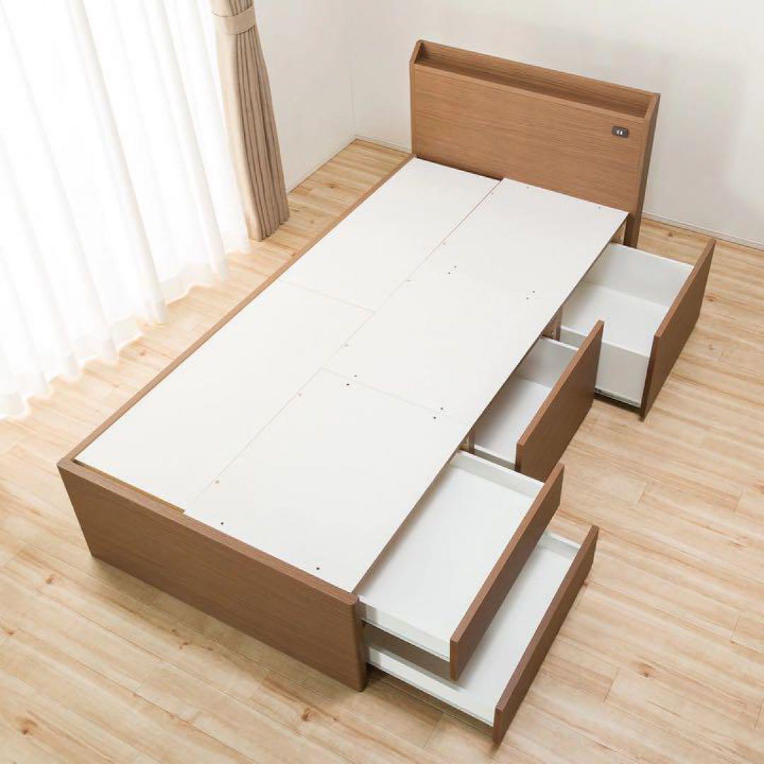 ニトリ ベッドフレーム製品名: シングルベッドフレームジオチェスト40T/MBR