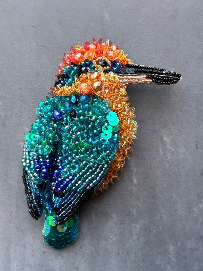 ミヤコショウビン】ビーズ刺繍ブローチバッグチャーム