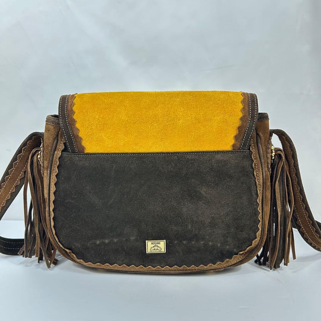 希少 MOSCHINO スエード フリンジ ショルダーバッグ ギャランティー付き