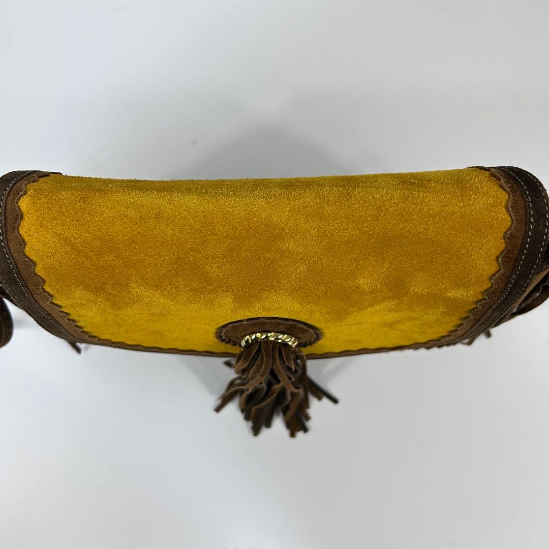 希少 MOSCHINO スエード フリンジ ショルダーバッグ ギャランティー付き