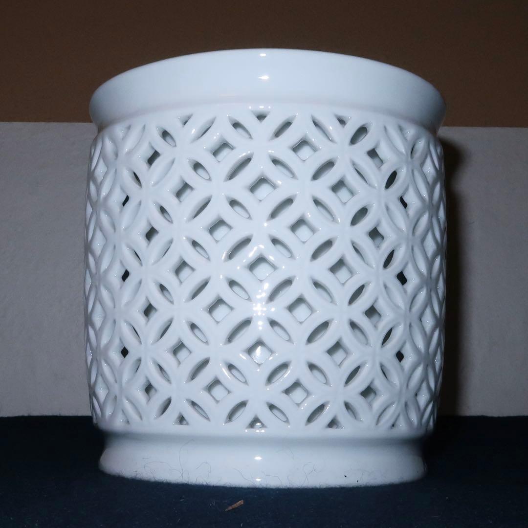 茶道具】加藤藤城作 白磁七宝透皆具