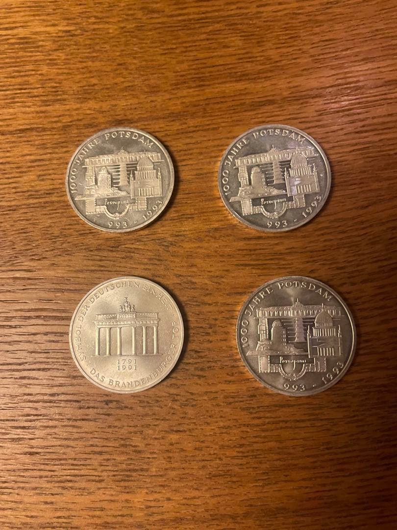 ドイツ記念硬貨　4枚　10マルク　ポツダム記念銀貨3枚　ブランデンブルグ門1枚 ドイツ記念硬貨 4枚 10マルク ポツダム記念銀貨3枚 ブランデンブルグ門1枚