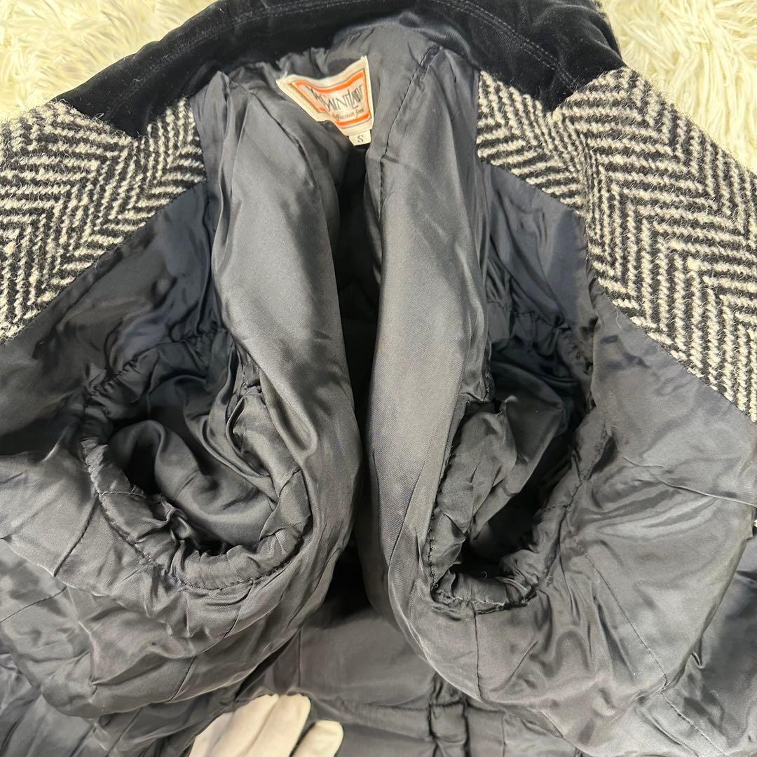 イヴサンローラン ダブルブレストコート ヘリンボーン ツイード ベロア