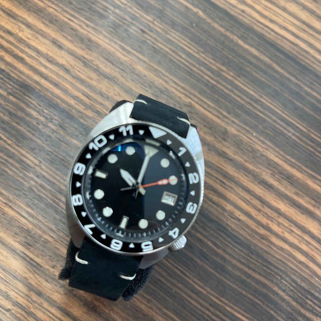 ノーロゴ自動巻　オマージュダイバー200m NH35Aレザーブレス