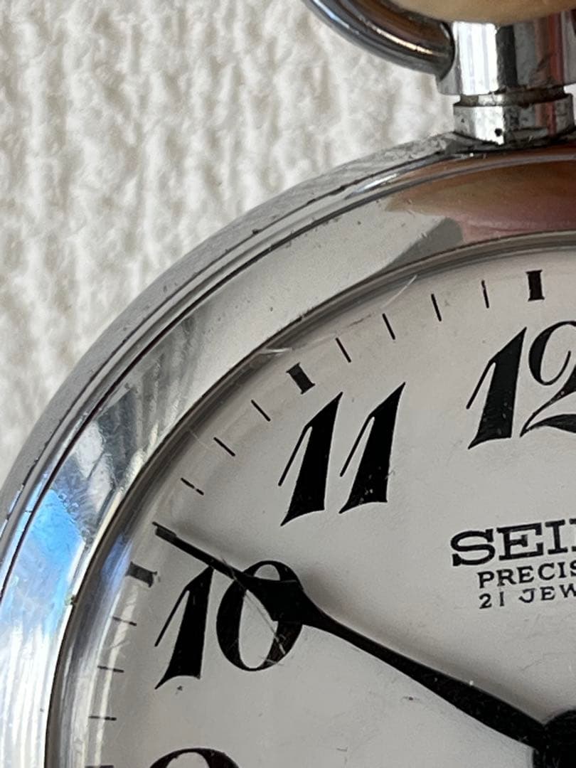 セイコー　鉄道懐中時計　機械式手巻き　3針61系　精度良好　朱色 下げ組紐 付き