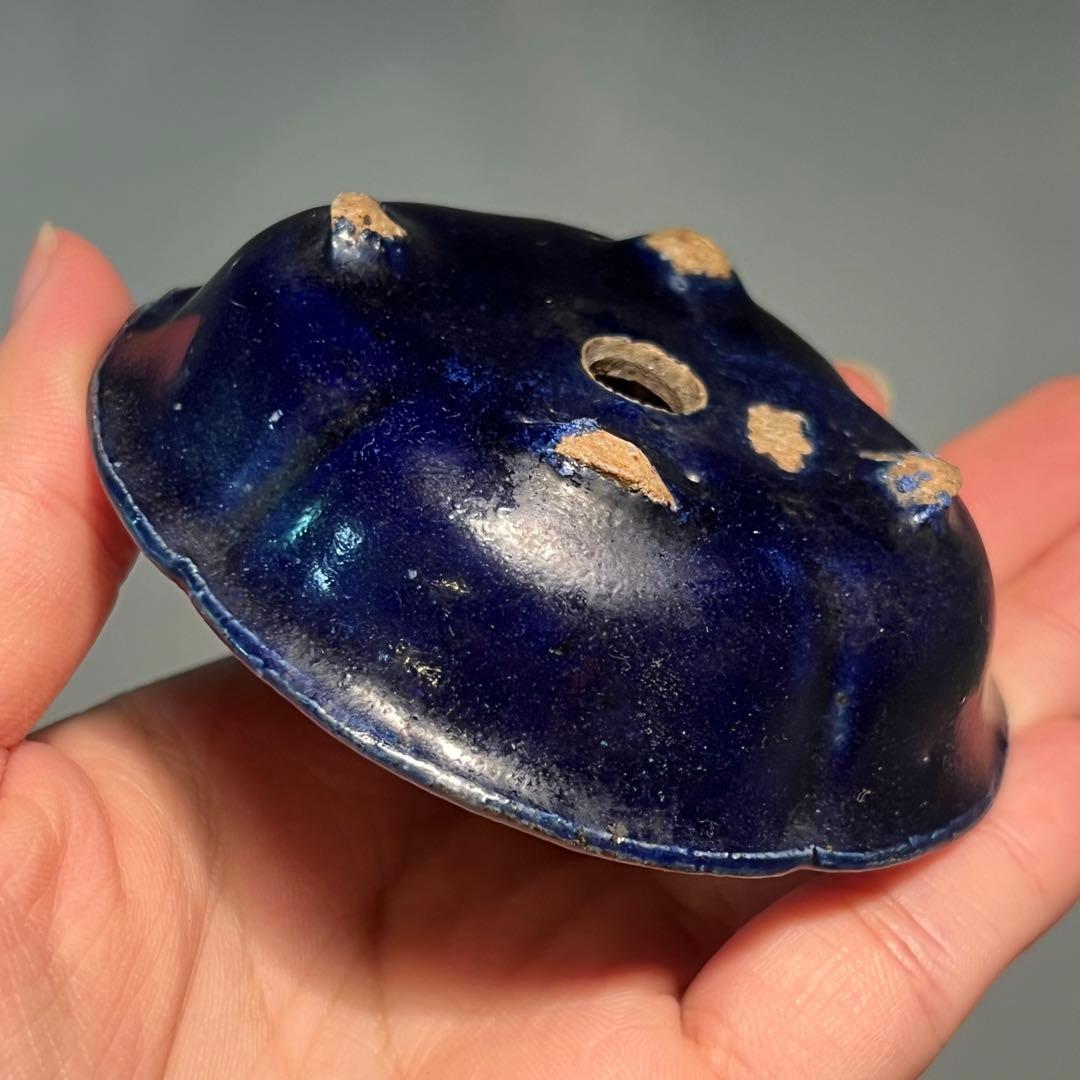 713.夢陶 琉璃釉木瓜鉢 盆栽鉢 植木鉢 8.5*7.6*2.5cm