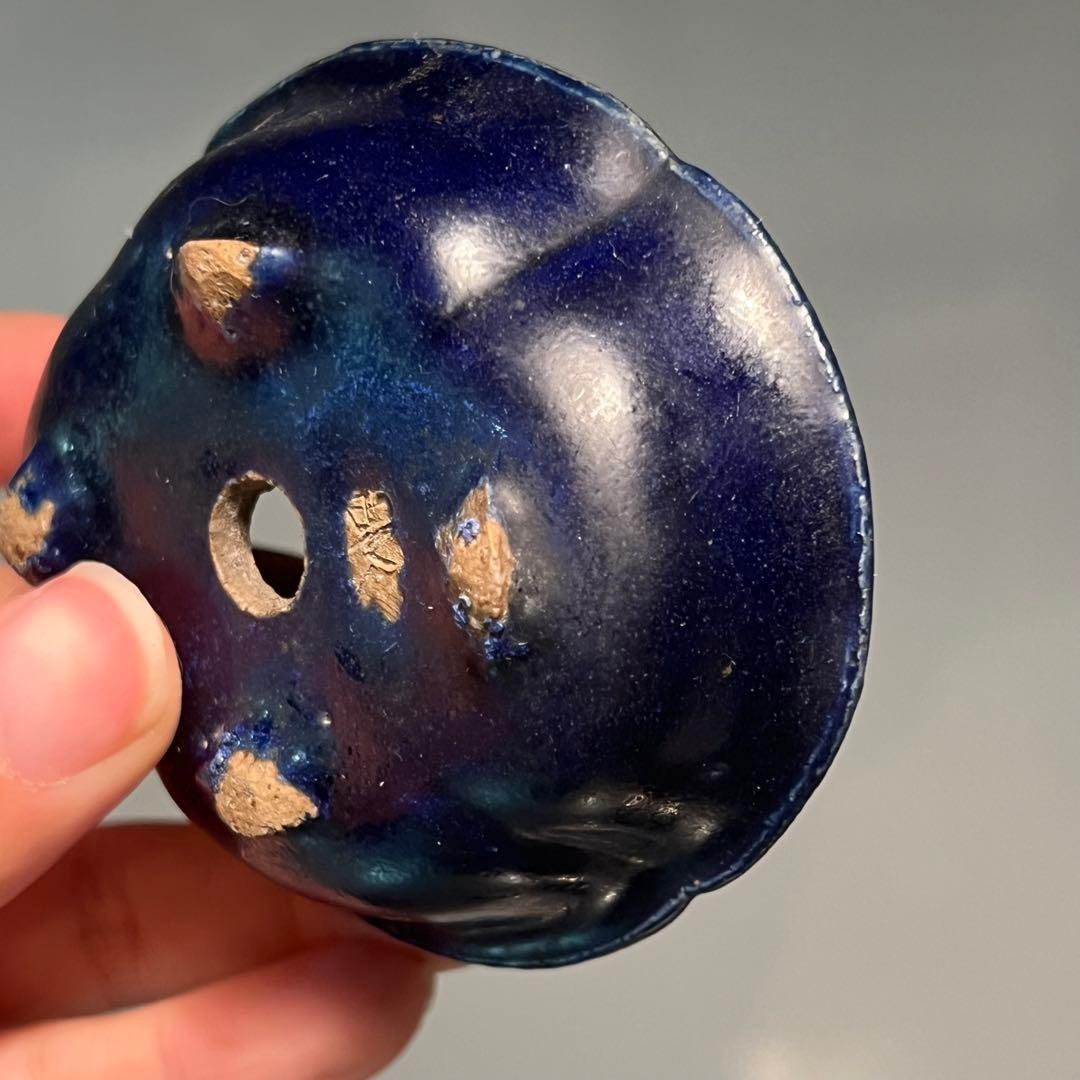 713.夢陶 琉璃釉木瓜鉢 盆栽鉢 植木鉢 8.5*7.6*2.5cm