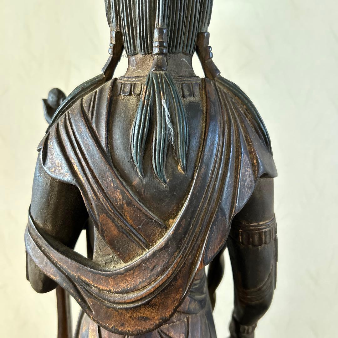 骨董品】 大型 聖観音菩薩像 62センチ 木彫り - メルカリ