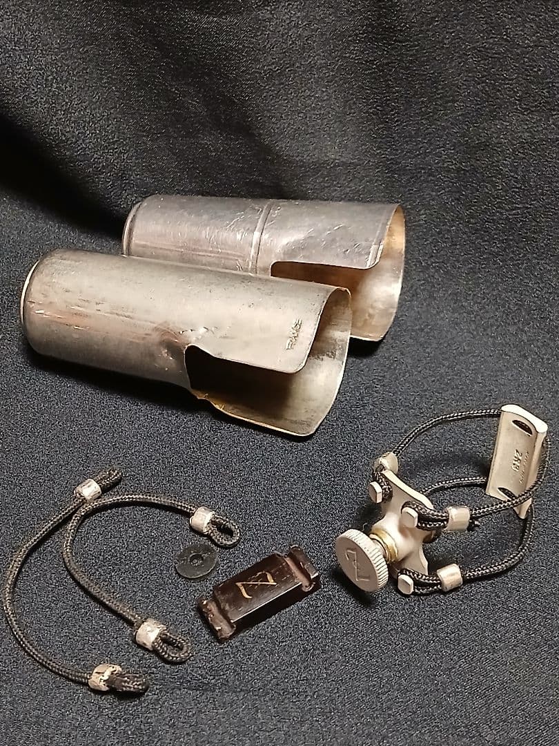 テナーサックス用 リガチャー Zac 総銀、エボニー/アルトサックス用紐付