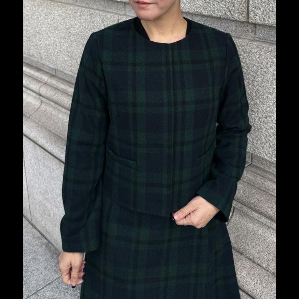 JENNE 最新✨ダークグリーン チェック柄 Aラインスカート 新品 タグあり