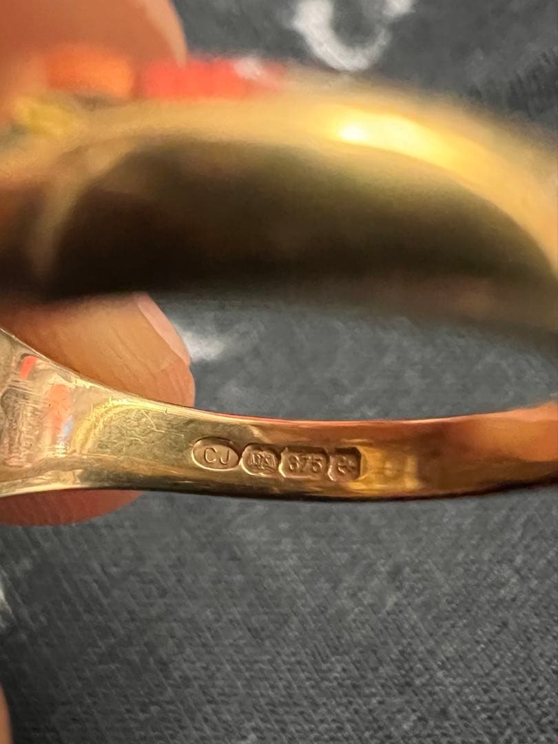 9ct シグネットリング 印台リング　ヴィンテージ 9金