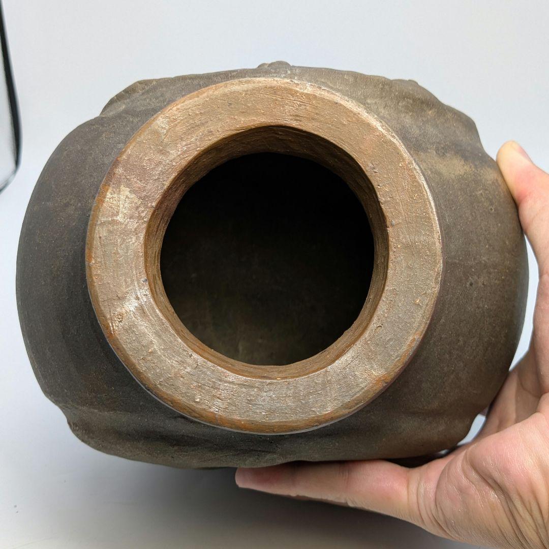 岡本錦朋 備前陶彫「平和の花園」 共箱栞 備前焼 壷花入