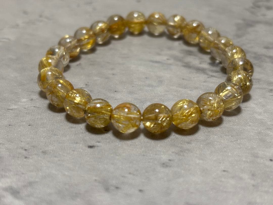 【リョ〜 】最高級 ゴールドルチルクォーツ ブレスレット 8.2mm 財運