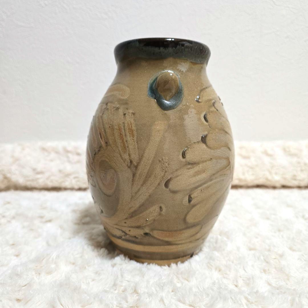 ⑨宮城三成 指描き紋 大花 中型壺 やちむん 沖縄 珍 やちむん 壺」の