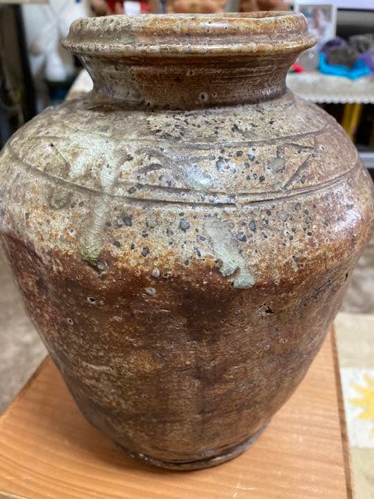 骨董　信楽焼　繪垣紋壺　花瓶　江戸時代