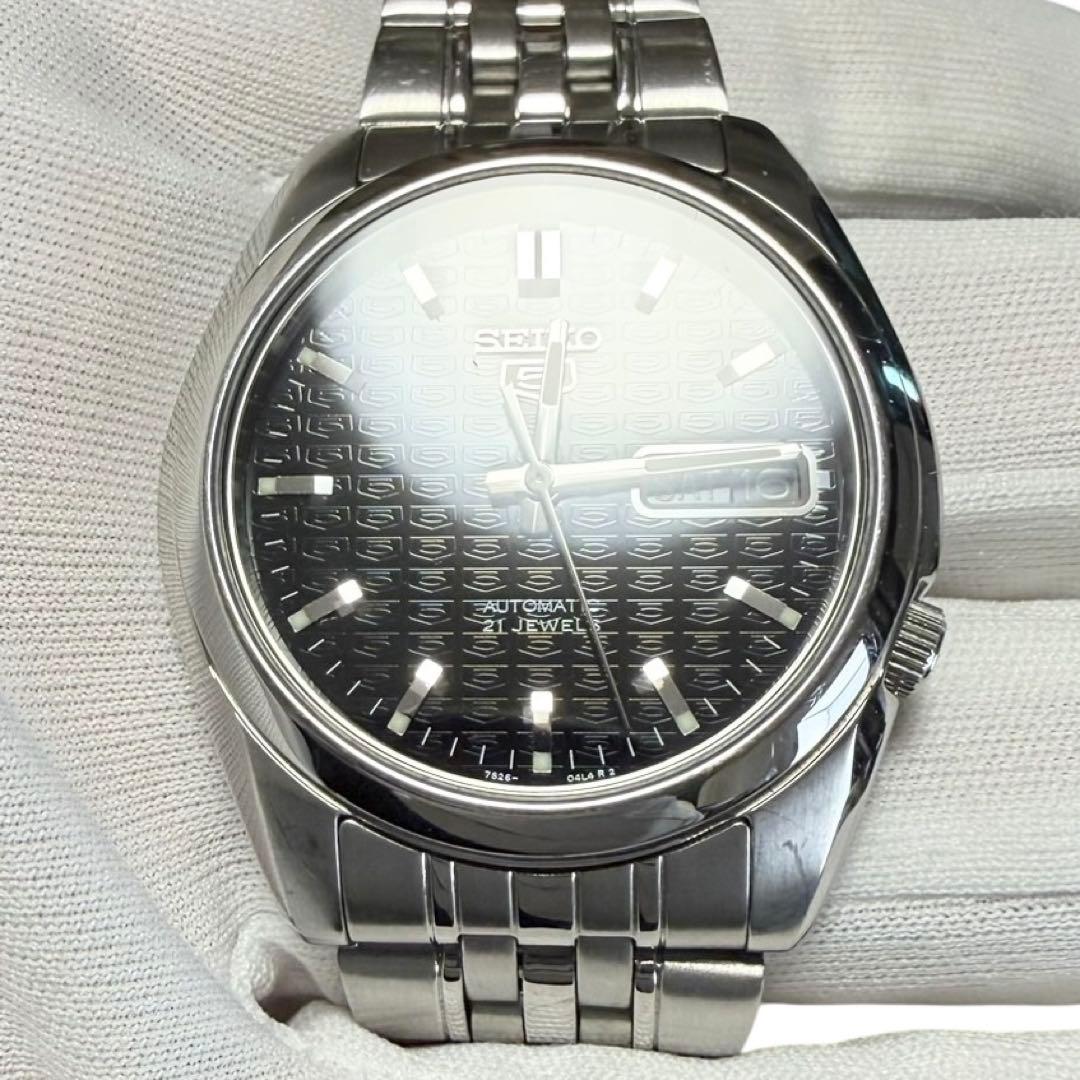 状態良好品 セイコー5 7S26-01V0 ブラック メンズ 自動巻き腕時計