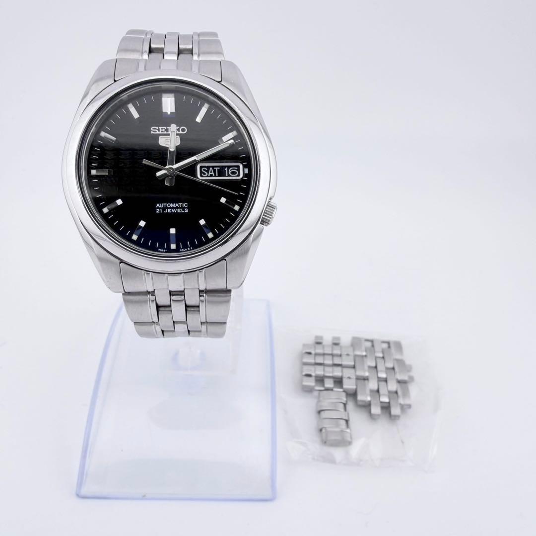 状態良好品 セイコー5 7S26-01V0 ブラック メンズ 自動巻き腕時計