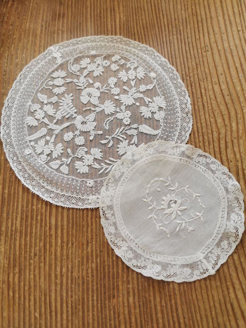 アンティーク ノルマンディーレース ホワイトエンブロイダリー 花刺繍