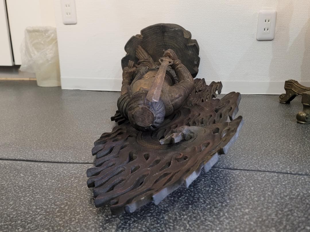 DT595 古い 木彫 不動明王像 95cm 迫力ある逸品