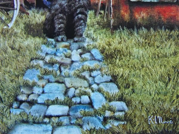 井上覚造、ネコのいる風景、超希少額装用画版、新品額装付