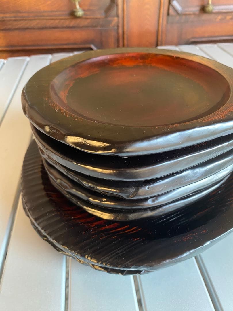 垣内幸彦　康子　銘々皿　漆器　木製皿　和風　伝統工芸　輪島塗　有名作家　中塗漆