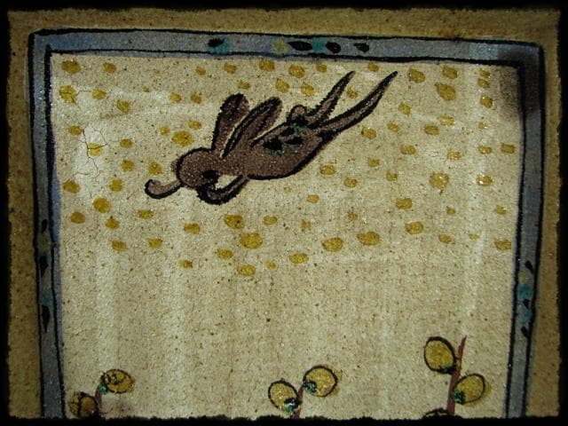 益子焼 杉本浩太郎 色絵 兎紋 角皿 茶道具  d139