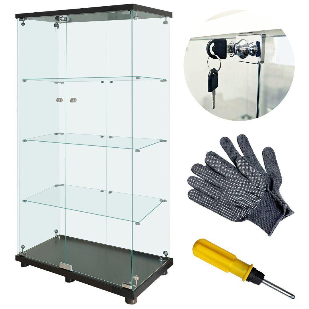 ガラスケース 4段両扉 コレクション フィギュア 棚 ショーケース 黒