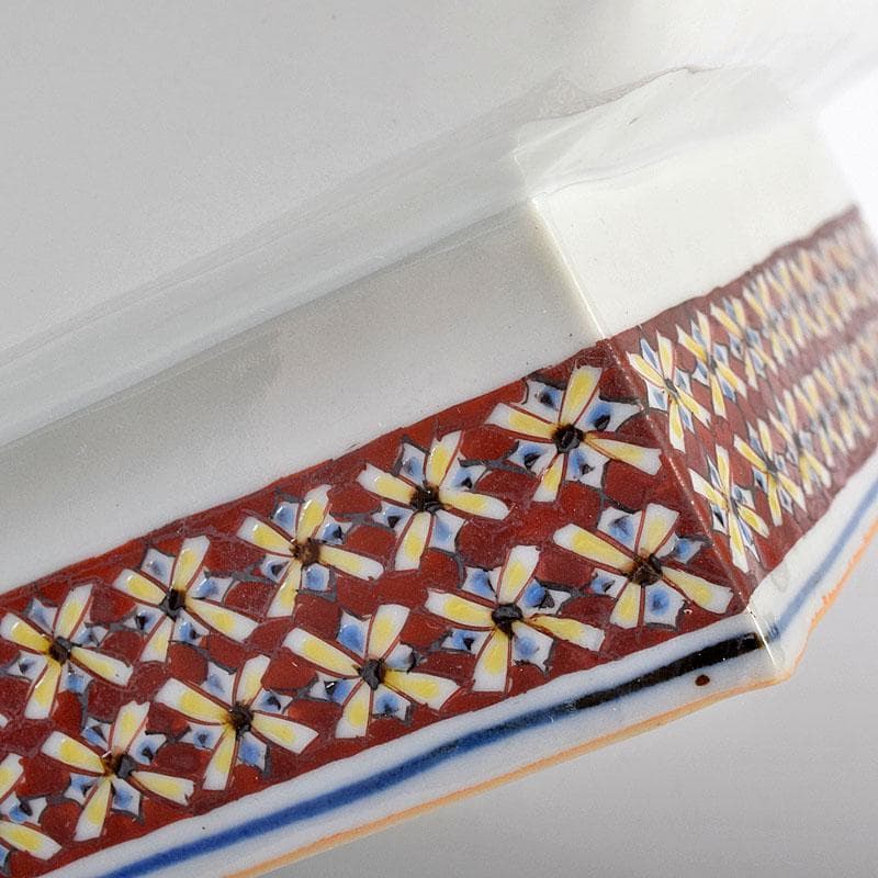 九谷焼 武腰潤作 色絵夏蟹更紗文 四方台皿 共布共箱 Y R8415B - メルカリ