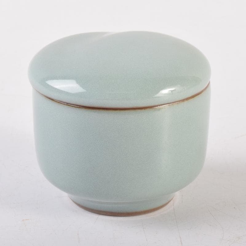 茶道具 諏訪蘇山作 青磁 桃香合 堀内宗完(兼中斎)書付 共箱