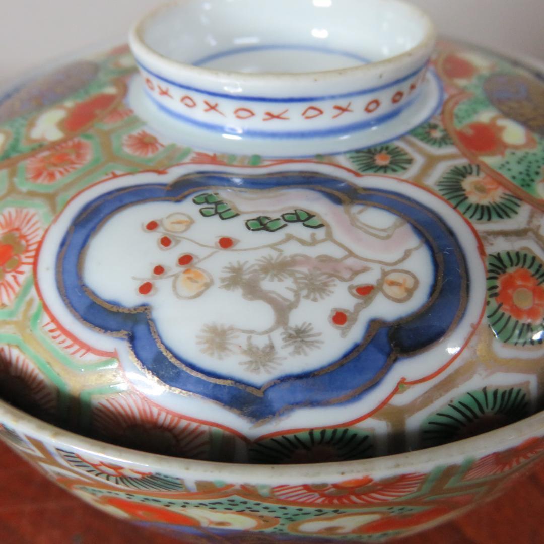 蓋物 ペア 色絵付 錦蒸し茶碗 金彩 古伊万里 蔵出し 初荷 - メルカリ