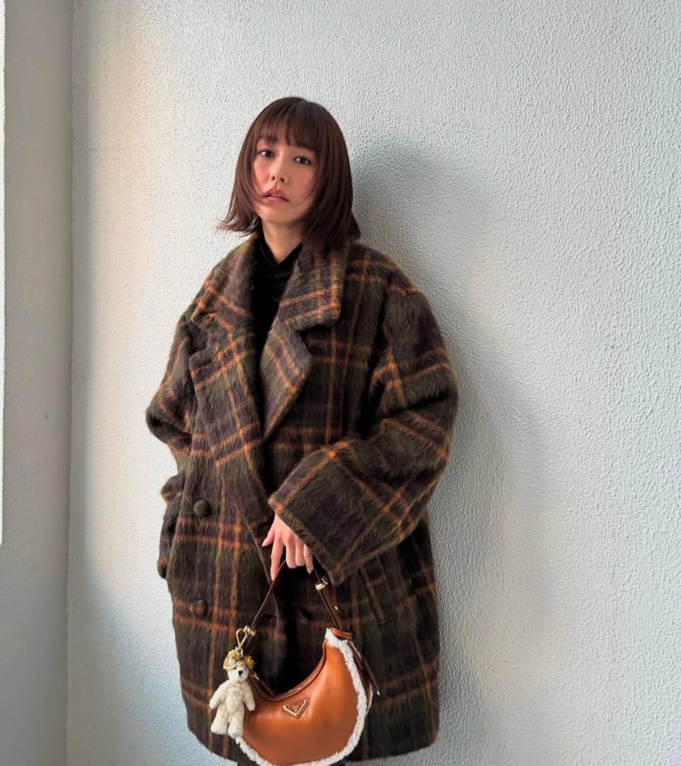 AMERI VINTAGE ADORABLESHAGGY CHECK COAT