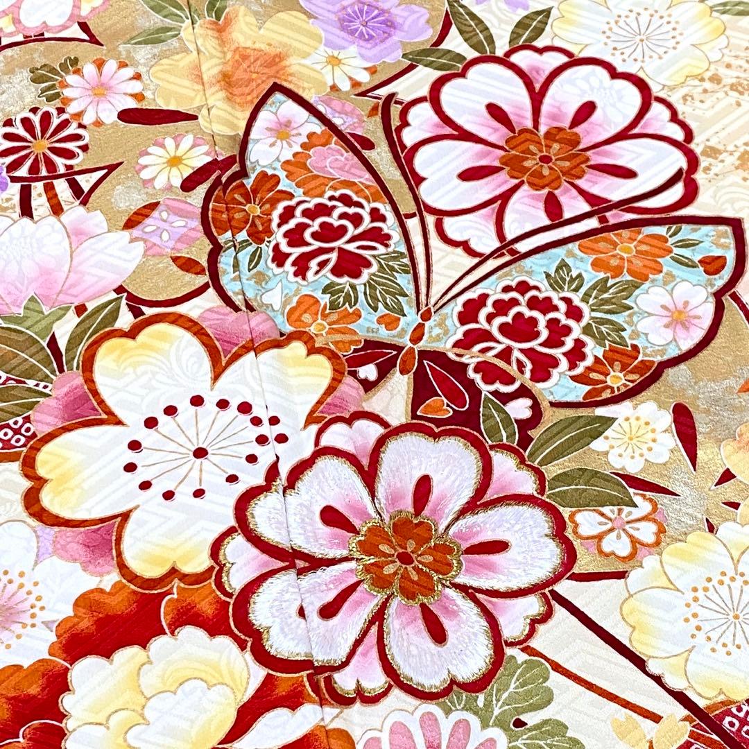 ⭐︎K0620 正絹 振袖 レンタル店放出品 黄色 ガード加工 花柄 11号