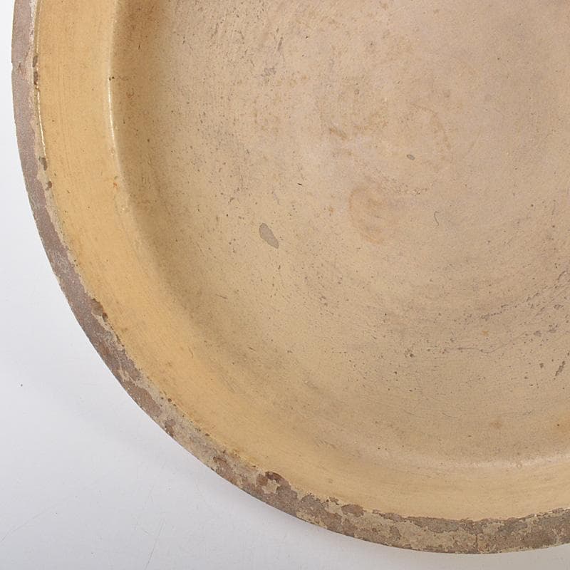 讃岐源内焼 三彩 陽刻唐草文 水盤 直径約32cm V R6773 美術品