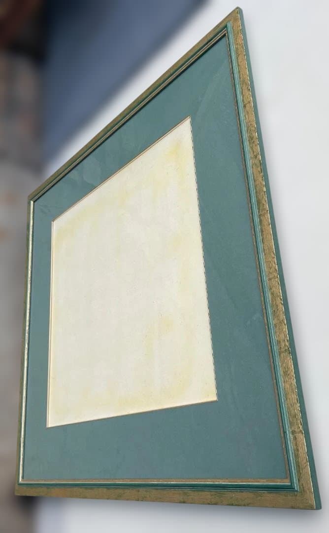 木製 大型 フレーム 額縁 絵画 写真 染色 展示 グリーン ゴールド 緑 金