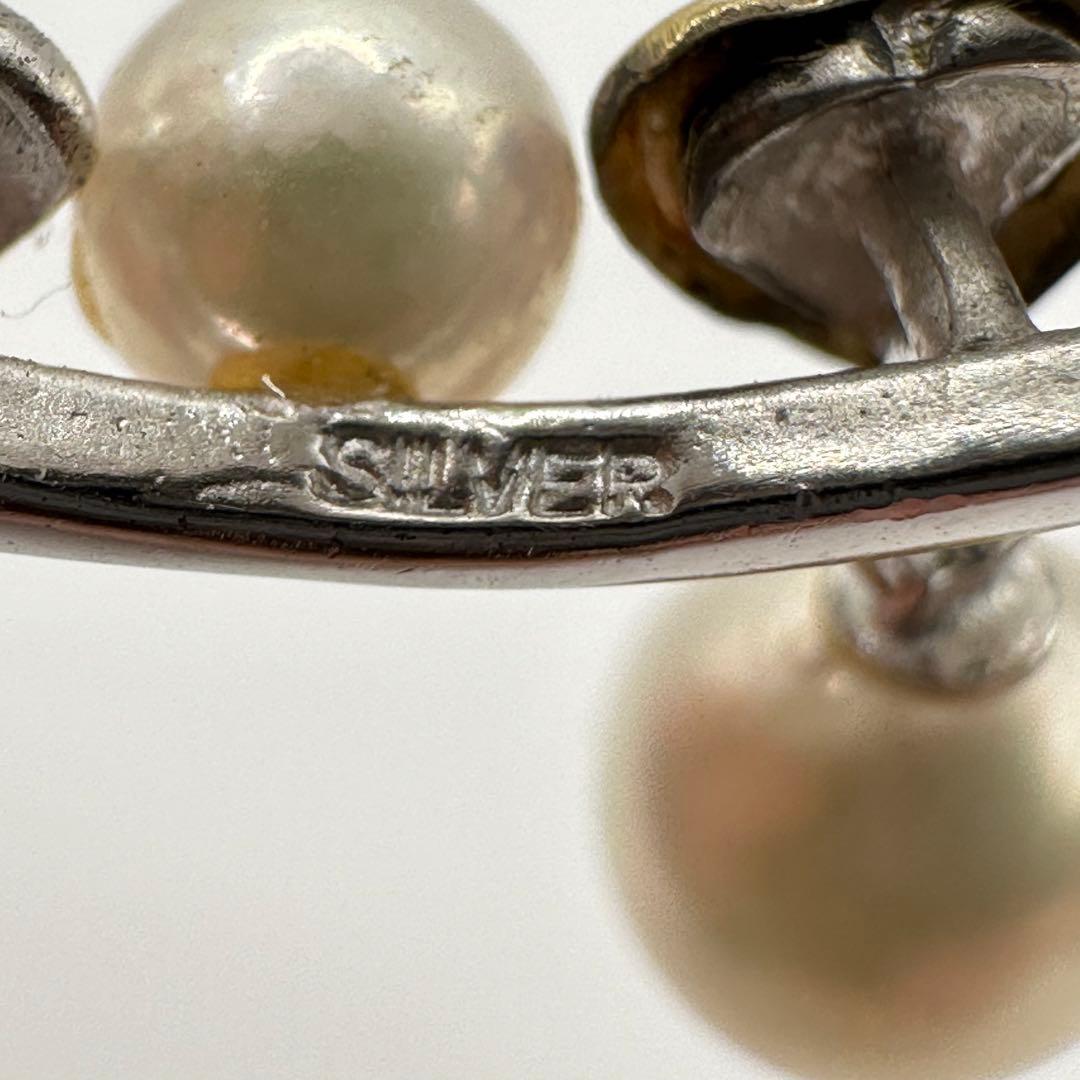 美品】ブローチ トップK18 SILVER コンビ エンジェル 本真珠