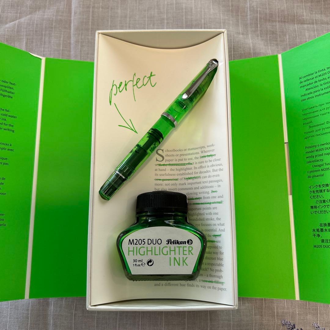 Pelikan グリーン万年筆とインクセット