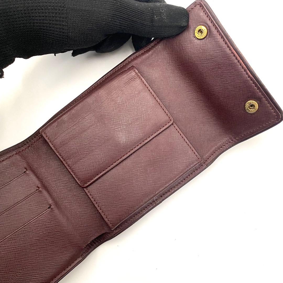 ルイヴィトン モノグラムミニ ポルトビエ カルトクレディ 三つ折り財布 チェリー