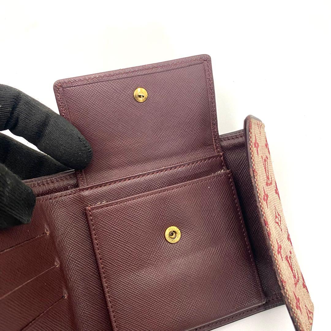 ルイヴィトン モノグラムミニ ポルトビエ カルトクレディ 三つ折り財布 チェリー