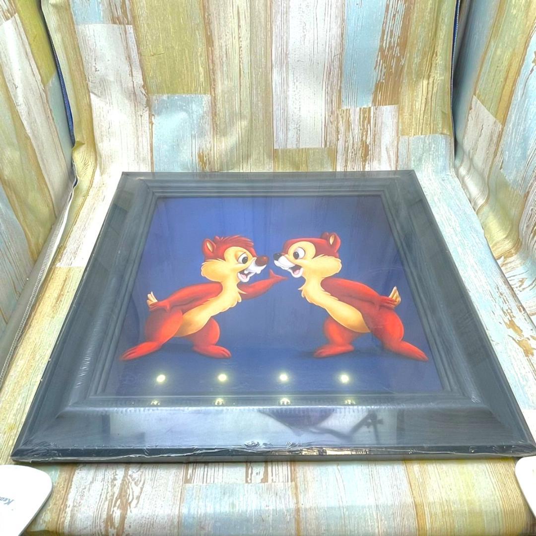 新品☆チップとデール 油絵風 額縁 絵 絵画 ☆ディズニー Disney TDL