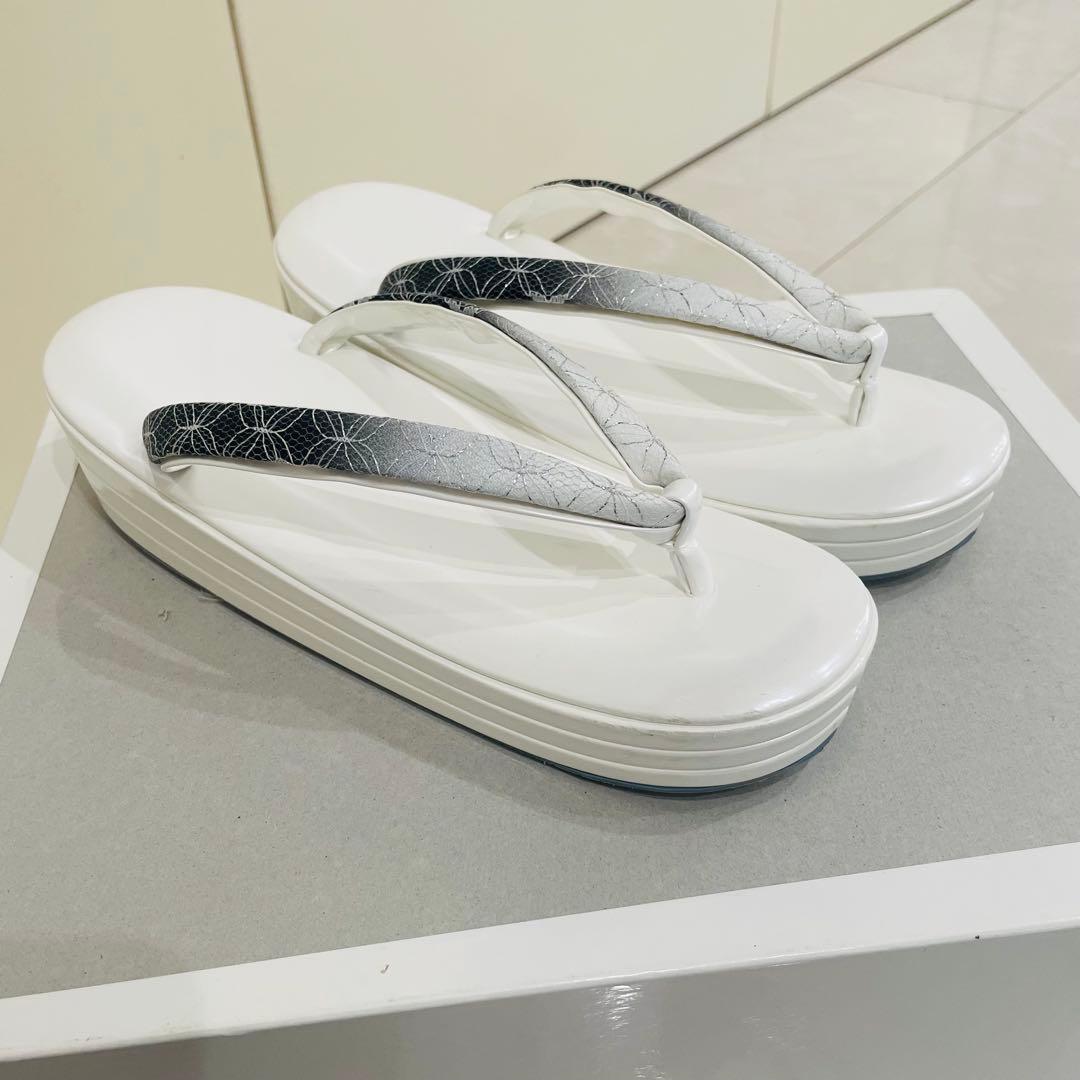 和装用 バッグ・草履（Lサイズ）セット（濃紺・ホワイト）シルバーレース 成人式