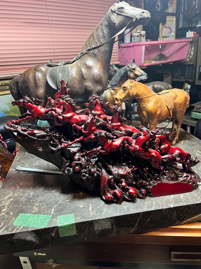 九頭馬 、寿山石九頭馬、うまくいく、縁起物、中国寿山石、置物 、骨董