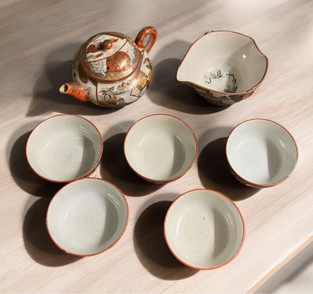 明治期九谷 最高峰加賀九谷 赤絵細描 煎茶道具 急須 茶器 煎茶 九谷焼