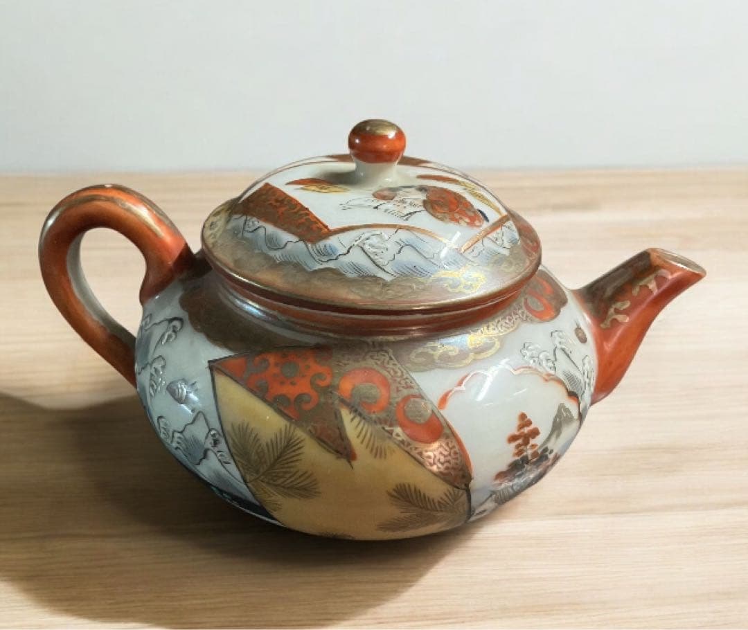 明治期九谷 最高峰加賀九谷 赤絵細描 煎茶道具 急須 茶器 煎茶 九谷焼