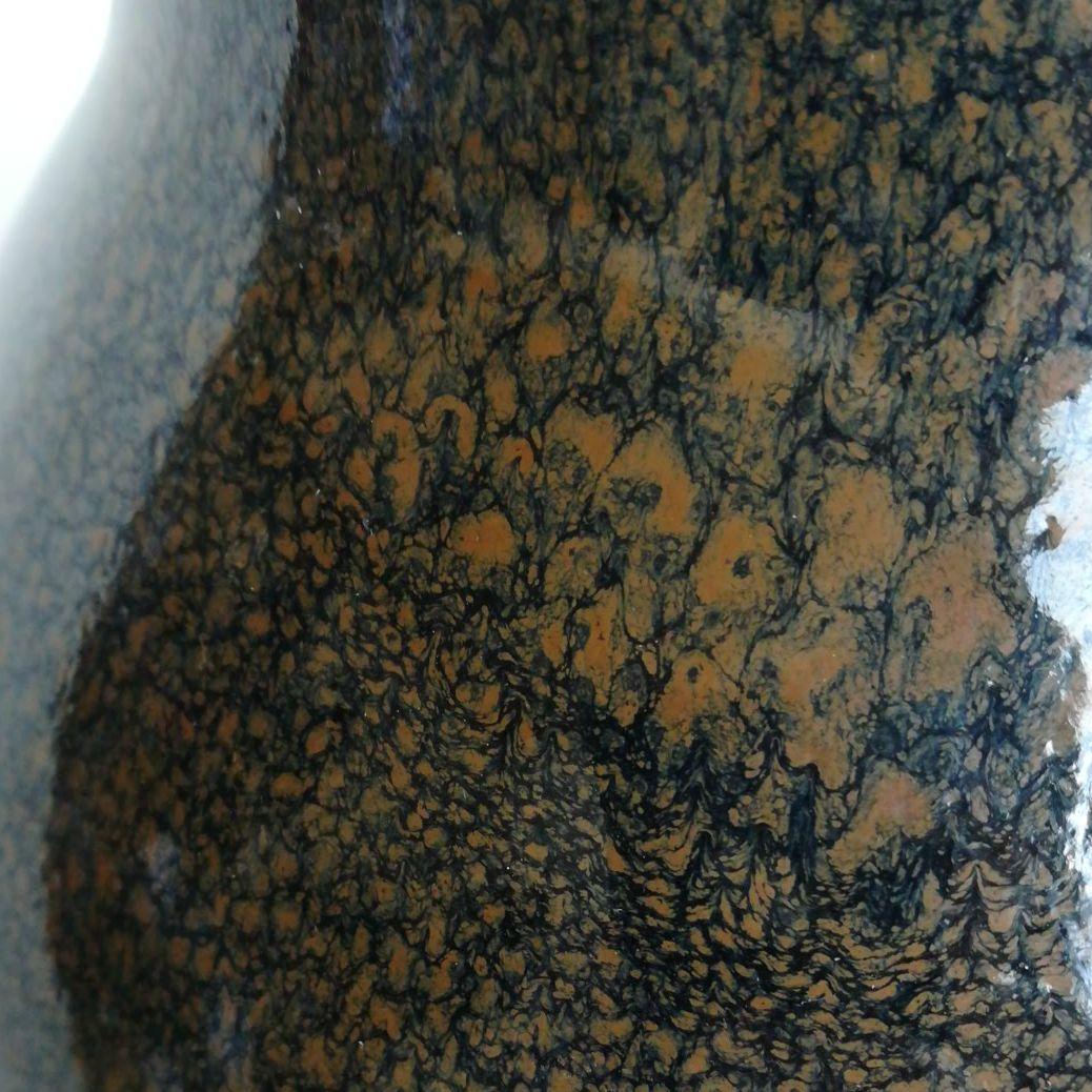 益子焼　菊池晃　油滴天目釉　花入　花生　壺　共箱