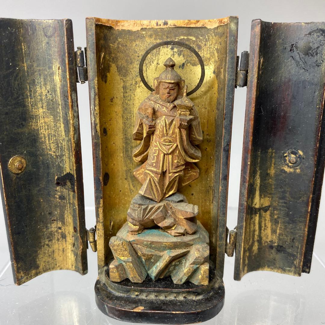 江戸期 木彫 小仏 高さ約8㎝ 東さ7-0423①